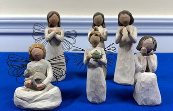 Lot 55 - Willow Tree Figures - Lot Of 6 - 1999, 2000, 2004 Angel Kitchen & Kindness - Sister By Heart