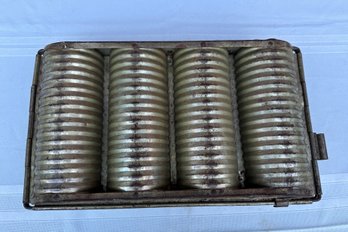 Lot 330 - 1800s-1900s Encased Brown Bread Pan - Cylindrical Milk 4 Loaves - Farmhouse Primitive Decor