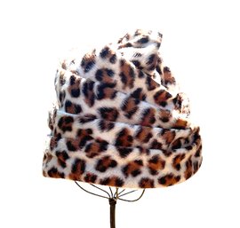 Lot 312SES- Ladies 1950-60s Leopard Animal Print Faux Fur Vintage Hat