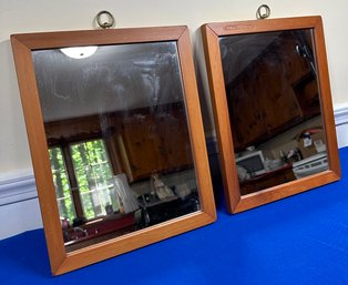 Lot 60 - Vintage Pair Of Maple Framed Wall Mirrors