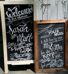 Lot 61 - Two Chalkboard A Frame Easles And Hanging Signs - Wedding Decor!