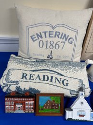 Lot 63 - Reading, MA Lot - Blanket, Pillow, Map, Mugs, Decor