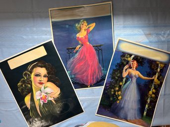 Lot 369 - 3 - 1940s Gloss Pretty Glamour Girls -  Lithographs - Pin Up Girl - Art Frahm - Billy Devorss