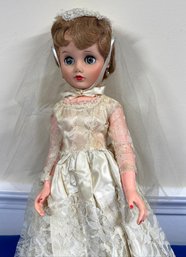 Lot 66 - 1960s Bride Doll- Pretty Lace Dress! MCM Mid Century