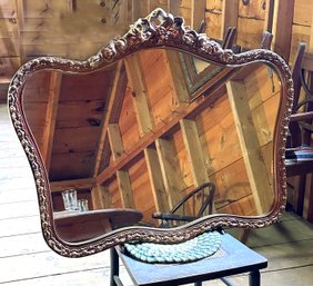 Lot 174G2 - Very Large Statement Ornate Wood Gold Tone Mirror