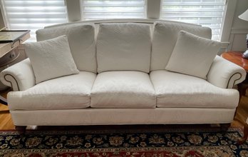 Lot 8: Stunning White Ethan Allen Down-filled Sofa - Very Clean! $2000 Retail Value!