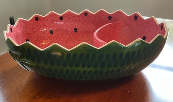 Lot 438- Summer! Ripe Watermelons Strata Group Porcelain Chip And Dip Serving Bowl