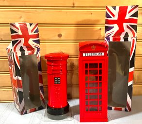 Lot 47- Die Cast Banks - New - Post Office Mailbox & Telephone Booth - London - Lot Of 2