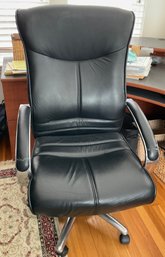 Lot 16: Black Leather & Chrome Executive Office Desk High Back Chair