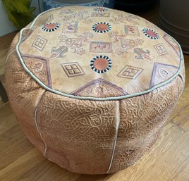 Lot 18: Leather Embossed Hassock Foot Rest From Morocco