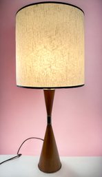 Lot 304 - Extraordinary Mid Century Modern Danish MCM Wood & Brass Table Lamp - Hourglass Shape