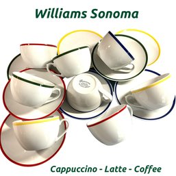 Lot 104- BIG! William Sonoma 8 Place Settings Cappuccino Cup & Saucer Coffee Set