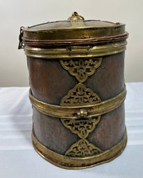 Lot 306 - 19th Century Antique Tibetan Yak Butter Container In Mixed Metals - Brass Copper