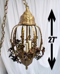 Lot 308 - Hollywood Regency 1930s Rare Chandelier - Large Wrought Iron - Measures 27 Inches!