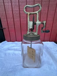 Lot 224 - 1940s Antique - 14 Inches - Glass Jar Culinary MFG Co. Butter Churner - Farmhouse Decor