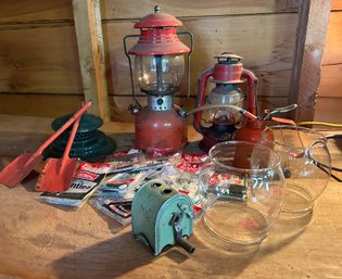 Lot 506G2 - Vintage Coleman Lantern And Accessories - Camping - Oil Can