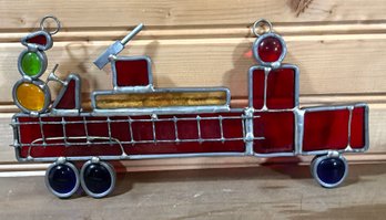 Lot 68- Stained Glass Fire Truck Window Decoration - Nice Gift! 8 Inches