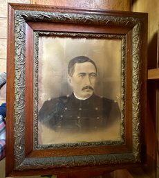 Lot 508G2 - Large Antique Military Portrait - Magnificent Wood Frame!