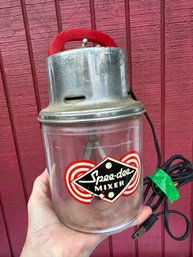 Lot 218 - 1950s Retro Spee-Dee Speedee Electric Jar Mixer Beater - Red Bakelite Handle - Vintage Kitchen Decor