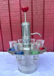 Lot 509 - Mid Century 1950's MCM Liquor Rotary Drink Dispenser Carousel 6 Shot Glasses Barware Kitchen Decor