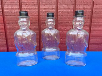 Lot 436- President Abraham Lincoln Glass Bank Bottles - Made In MA - Lot Of 3