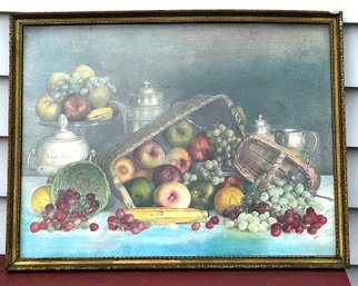 Lot 522H - Vintage Still Life Art - Fruit Cherries - Nice Antique Frame