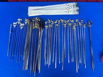 Lot 441- Huge Decorative Skewer Lot - Brass  Animals - Vintage Kitchen