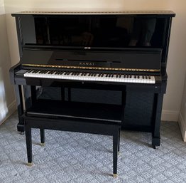 Stunning Kawai Upright Polished Ebony Piano In Near-mint Condition - Model NS-15 - Inc Bench