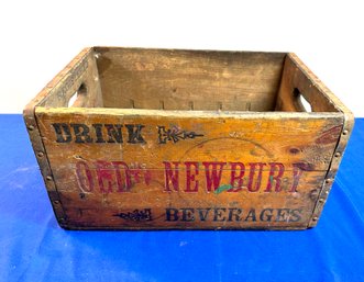 Lot 324 - Drink Old Newbury Wood Bottle Advertising Box - Newburyport MA -  Vintage With Dovetail Joints