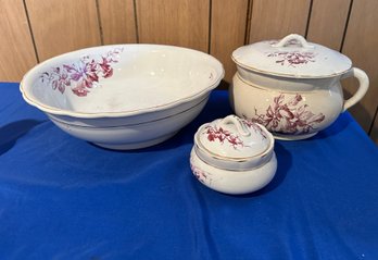 Lot 543B - Antique Ironstone Bowl California Chamber Pot With Lid