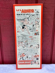 Lot 381 - 1945 Lil Abner Cream Of Wheat By Al Capp - Original Magazine Print In Vintage Orange Frame