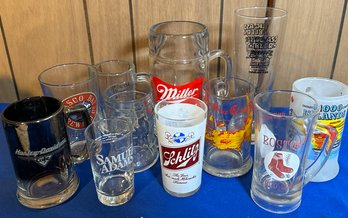 Lot 550B - Vintage Beer Mugs Red Sox Fenway, Schlitz, Harley-davidson, Sam Adams, Jack Daniels, Miller,