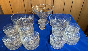 Lot 555B - Clear Glass Salad Set - Pressed And Extras