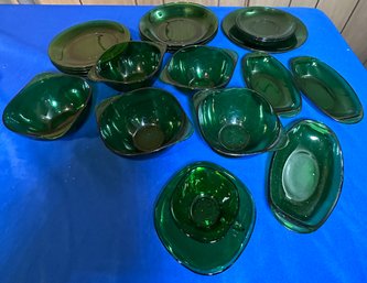 Lot 557B - Large Lot Of Vintage Green Glass