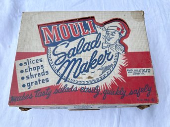 Lot 387 - New Old Stock Mouli Salad Maker - Slices Chops Shreds Grates - Original Box With Recipe Booklet