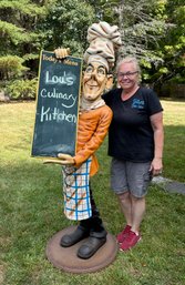 Lot 392 - 6 Foot Tall Life Size! Chef With Chalkboard Menu - Baker - Cook - Statue - Signed Yab - Fiberglass