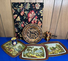 Lot 566B - Vintage Tray Lot Small Copper Plate & Pot - Pepsi Tin