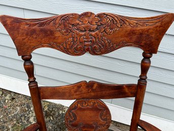 Lot 521 -victorian Hand Carved Zeus Rustic Rocking Chair - Adult Wood Rocker- Antique