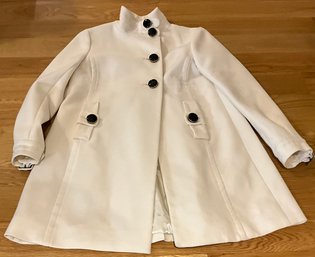 Lot 80SES- Ann Taylor Cream Color 100% Wool Dress Coat Womens Size 4