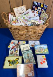 Lot 571B - Large Basket Of All Occasion Greeting Cards And Vintage Note Pads