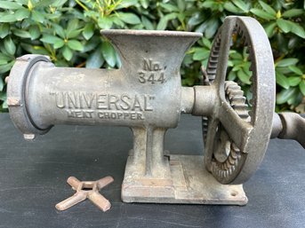 Lot 302 - Early 1900s Landers BIG Cast Iron Universal Meat Grinder Chopper - Tabletop Sausage - #344