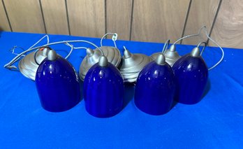 Lot 591B - Cobalt Blue Pendant Lights Set Of 4