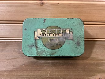 Lot 99- COOL! Venex Snake Bite Kit- Vintage Unused Tin By L. D. Bullard Co.