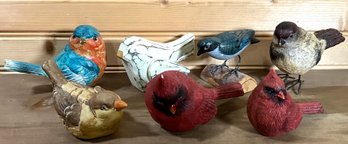 Lot 650- TWEET! Birds Of A Feather- Red Cardinals- Wood Bird- Collection Of 7