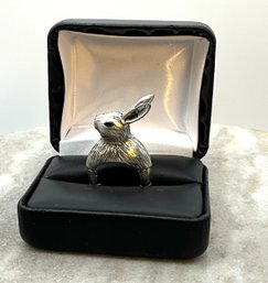 Lot 20- Stretch Bunny Rabbit Hare Silver Costume Ring
