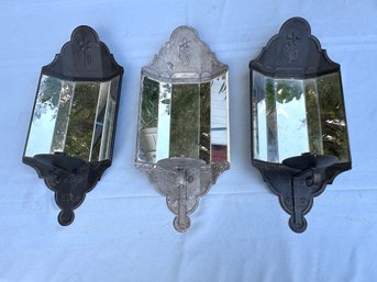 Lot 319 - Beautiful Tin Mirror Candle Wall Decor Sconce - Tinware - Farmhouse Decor - 3