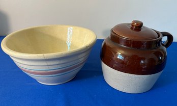 Lot 511BB - Bean Pot And Ivory Stoneware Bowl