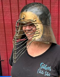 Lot 321- RARE! Hand Forged Medieval Viking Armor Helm Helmet - Armor- Armory - Primitive Home Decor