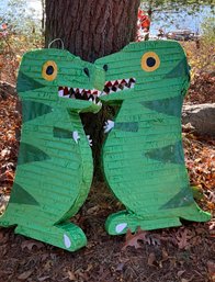 Lot 672- TWINS! New Green Dinosaur Pinata - Lot Of 2 - 3 FEET TALL!