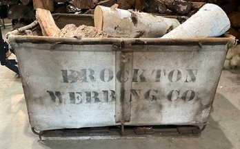 Lot 677- 1900s Brockton Webbing Co. Canvas Bin - Filled With Firewood - Advertising